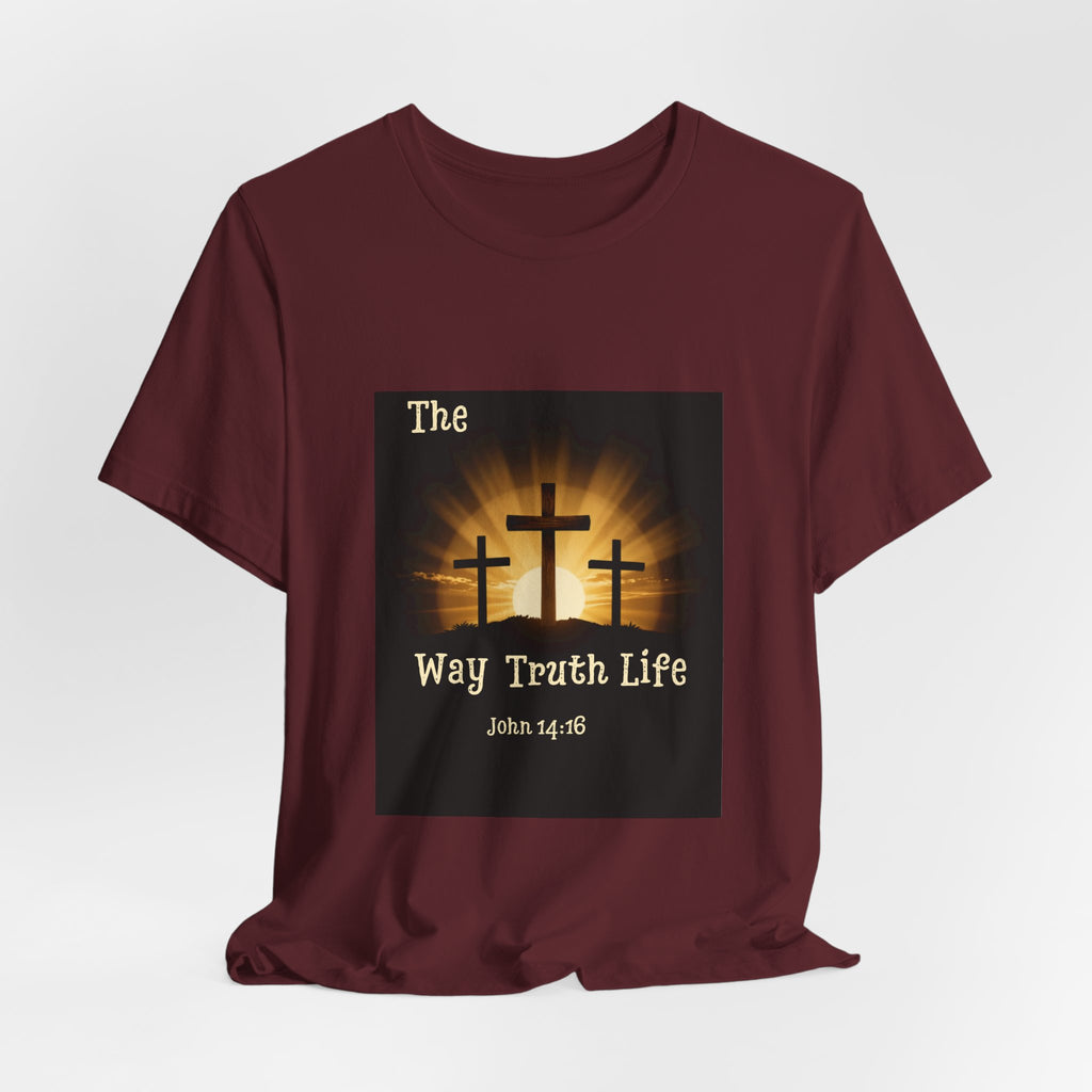 Christian Tee – "The Way Truth Life" John 14:6 Cross Graphic T-Shirt
