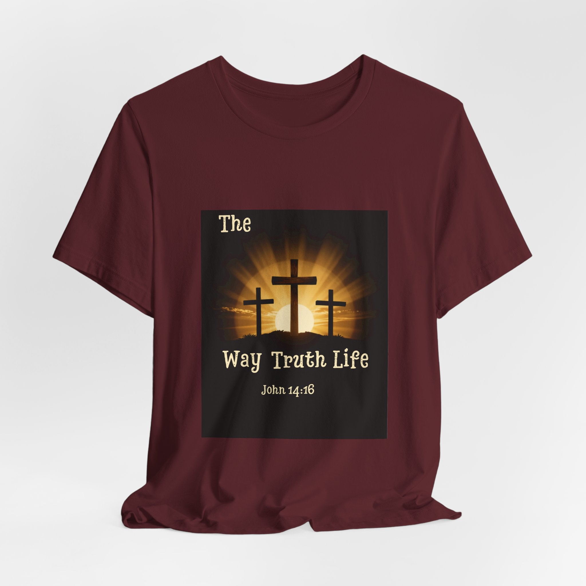 Christian Tee – "The Way Truth Life" John 14:6 Cross Graphic T-Shirt