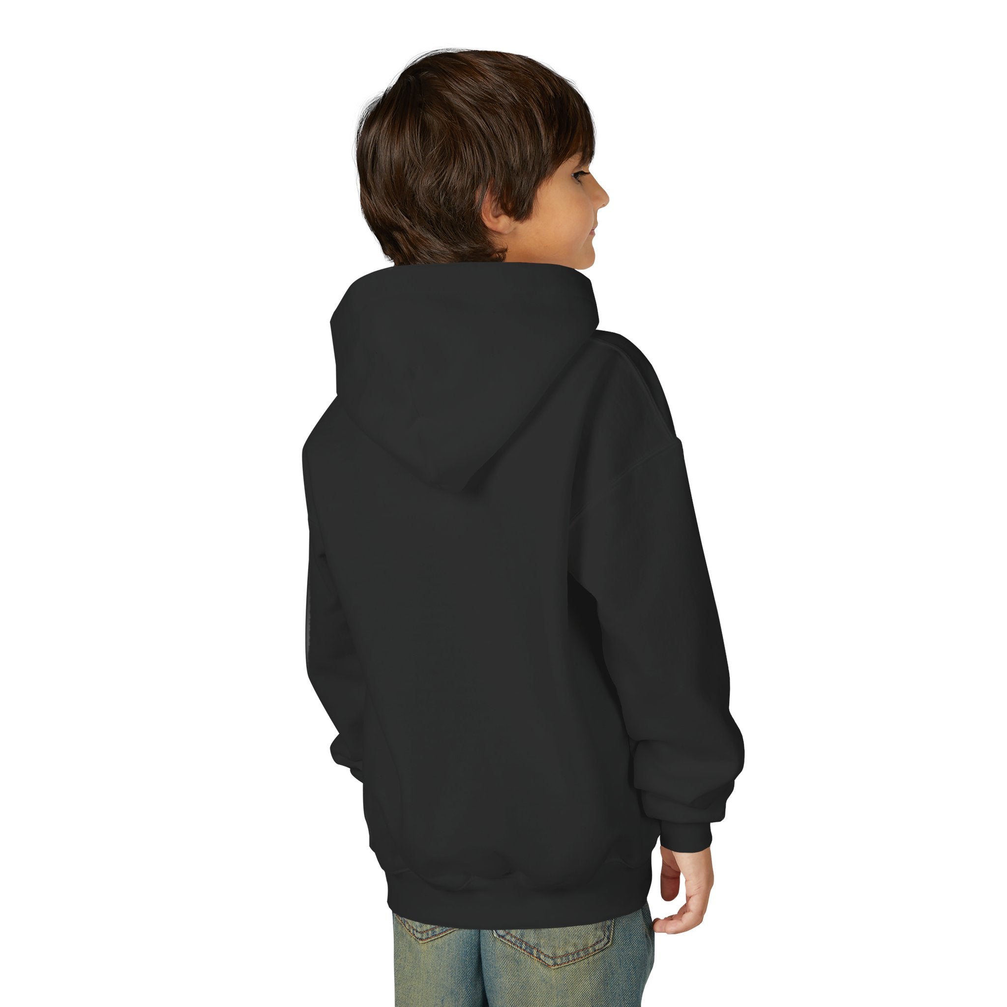 Youth Hoodie — Minimal Tiny 'be kind' Chest Print, Cozy Casual Kids Sweatshirt