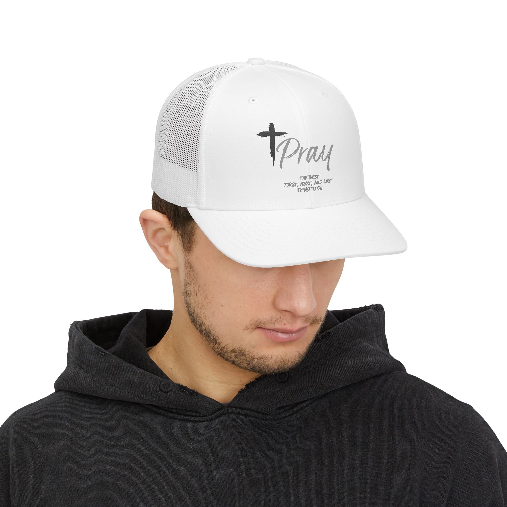 Pray Trucker Cap — Inspirational Christian Snapback Hat