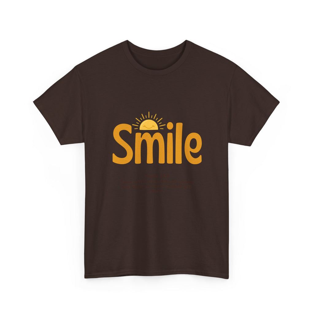 Smile T-Shirt — Sunshine Typography with Psalm 34:5 Inspirational Tee