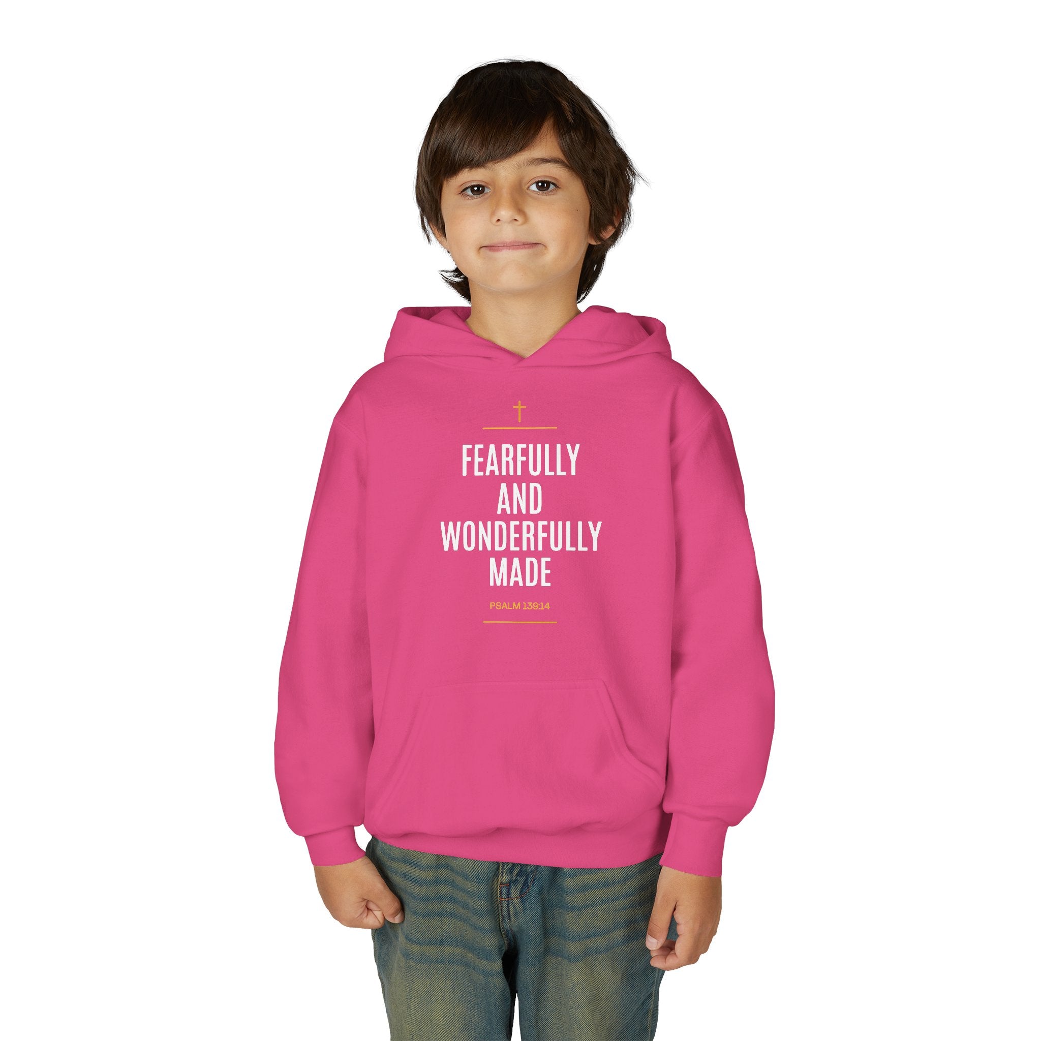 Youth Hoodie – "Fearfully and Wonderfully Made" Christian Scripture Pullover