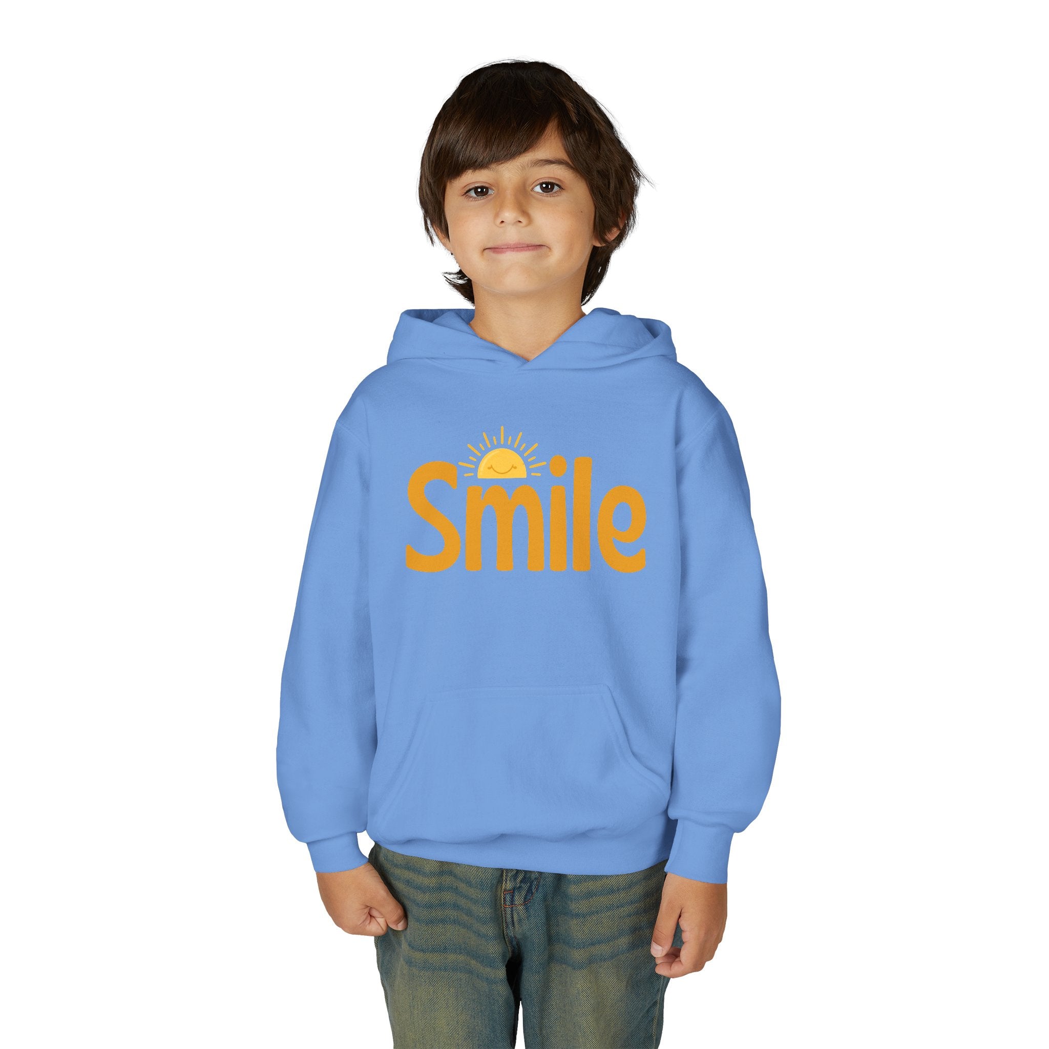 Youth Hoodie — "Smile" Retro Sun Graphic Kids Sweatshirt