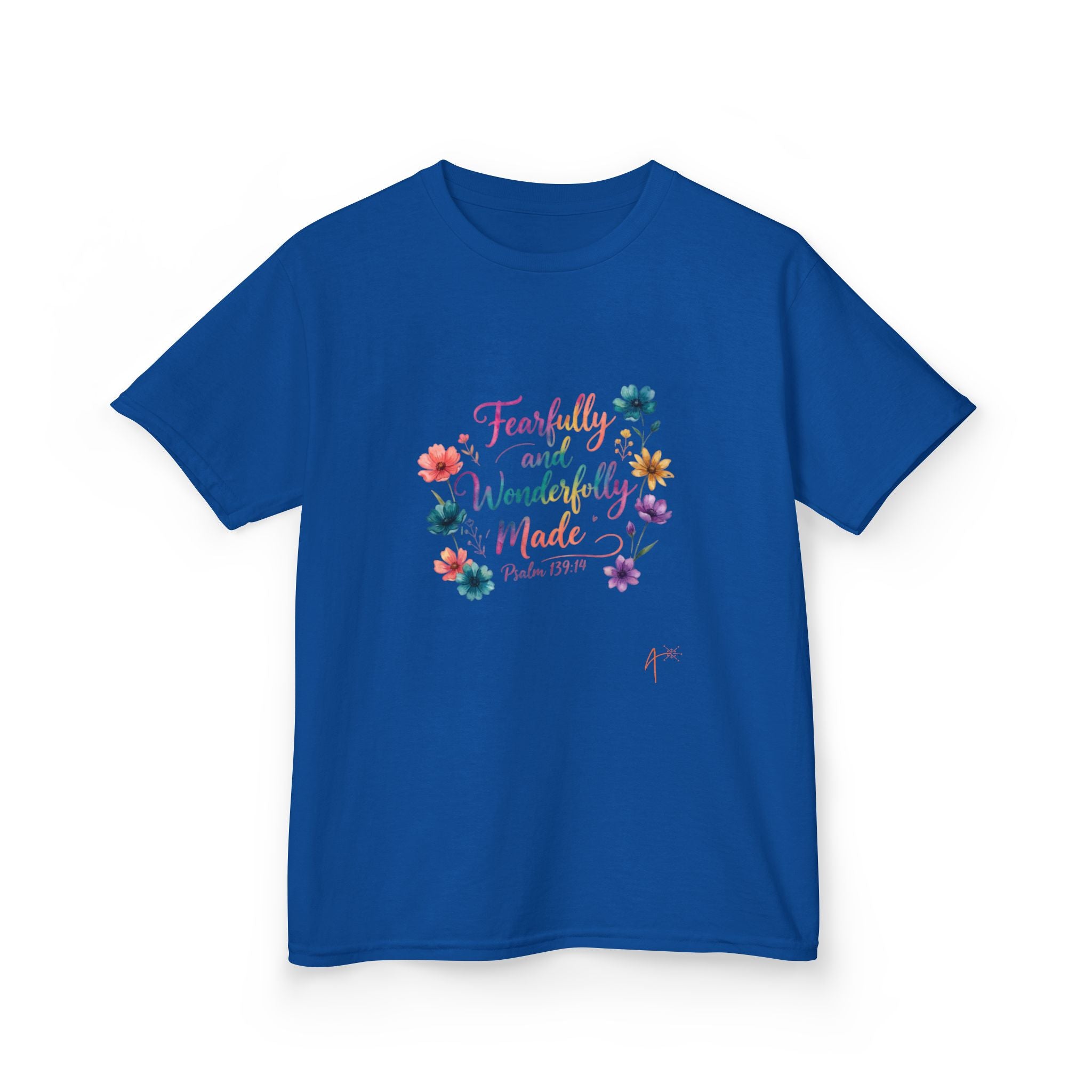 Kids Tee — "Fearfully and Wonderfully Made" Floral Christian Shirt