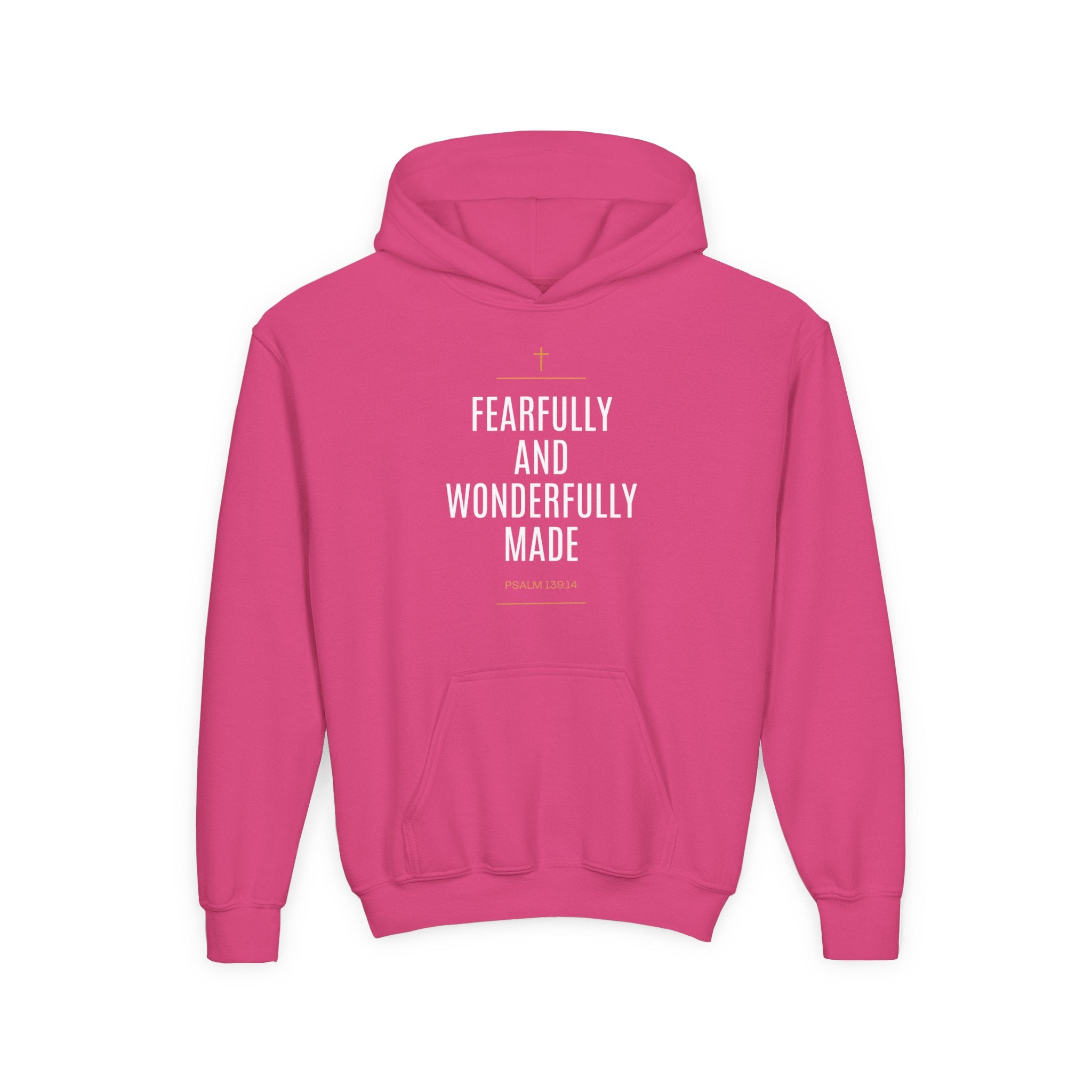 Youth Hoodie – "Fearfully and Wonderfully Made" Christian Scripture Pullover