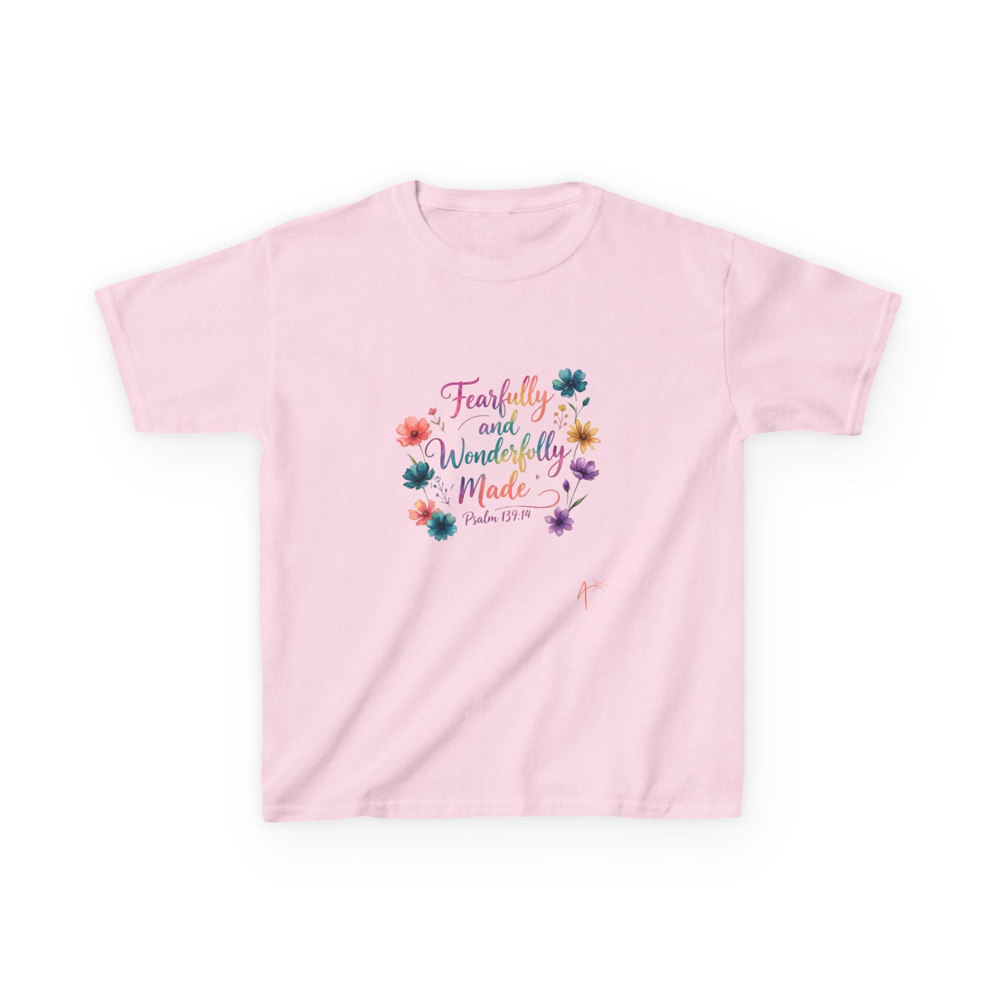 Kids Tee — "Fearfully and Wonderfully Made" Floral Christian Shirt