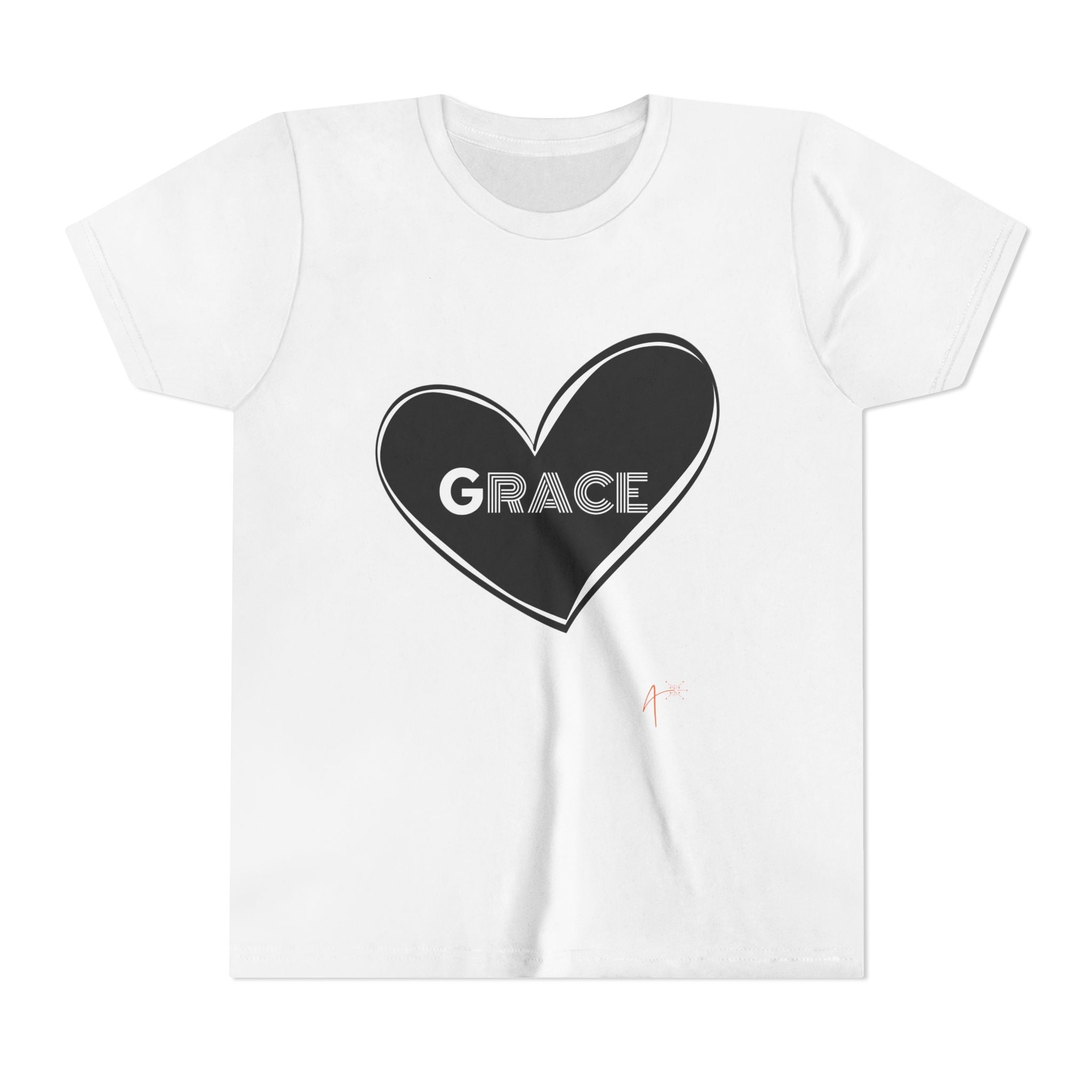 Youth Tee — Black Heart "Grace" Graphic Kids Shirt