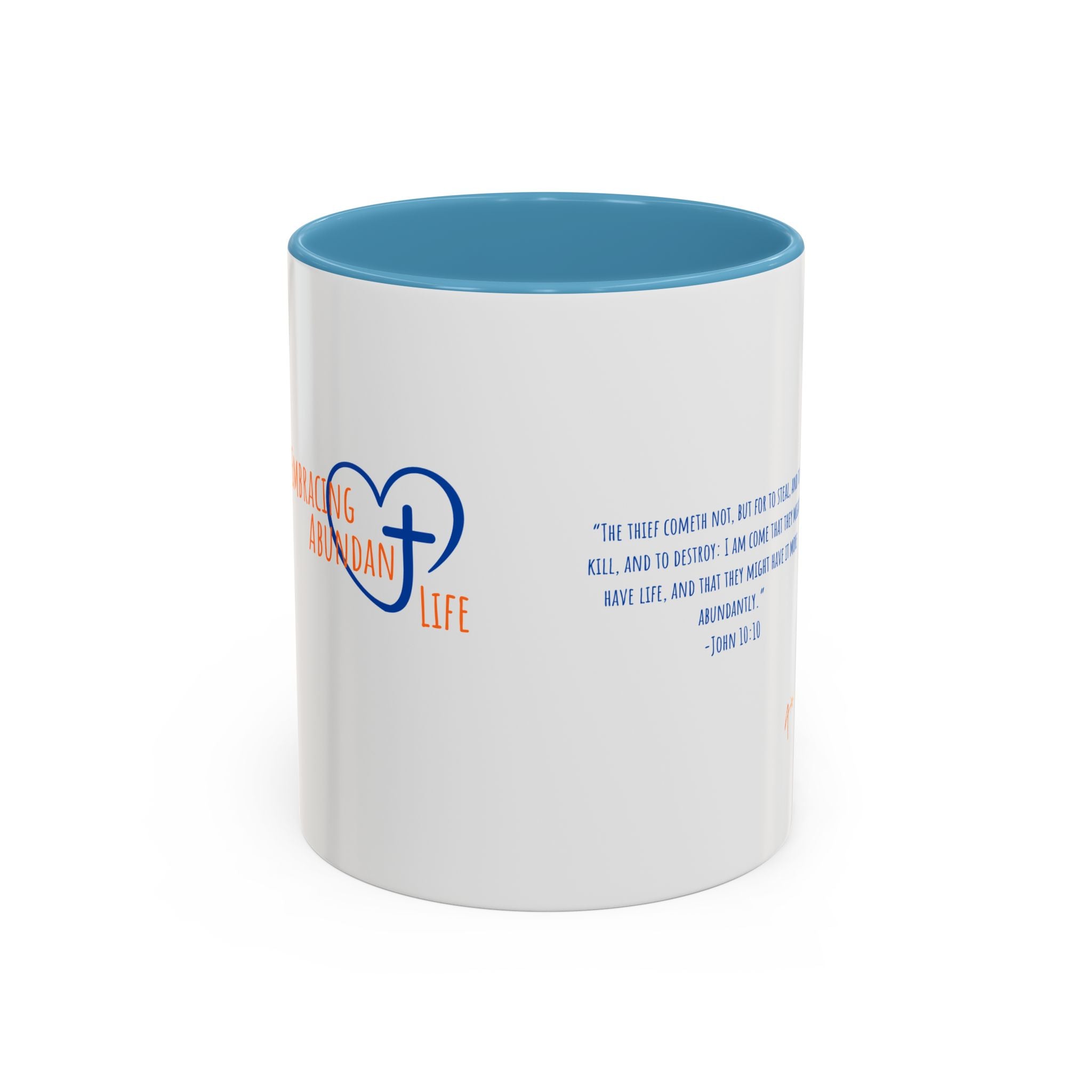 Christian Faith Coffee Mug — 'Embracing Abundant Life' Accent 11/15oz Inspirational Scripture Gift
