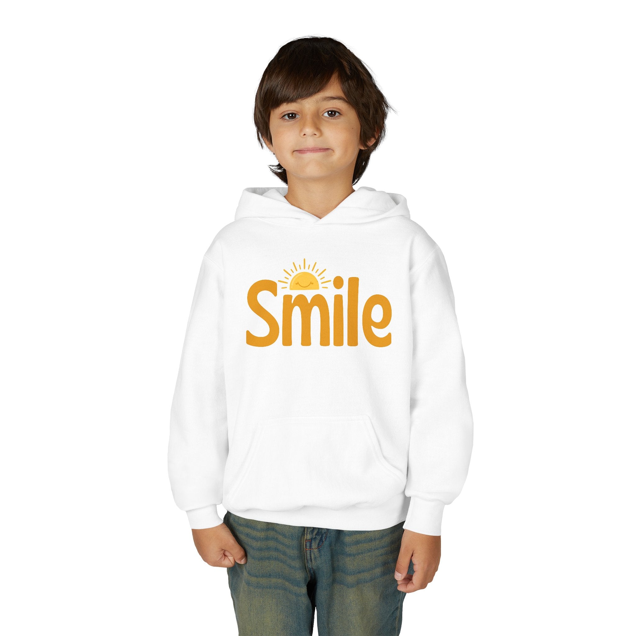 Youth Hoodie — "Smile" Retro Sun Graphic Kids Sweatshirt