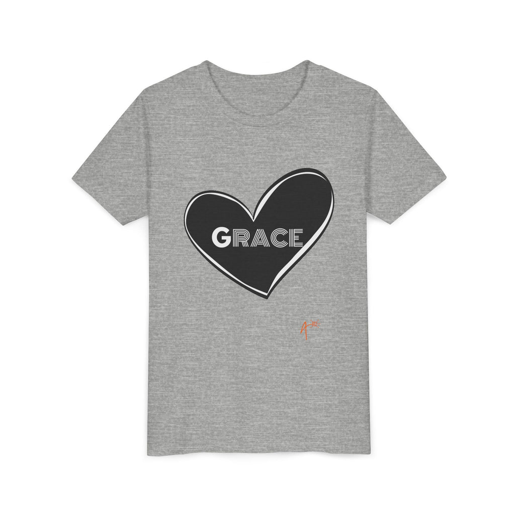 Youth Tee — Black Heart "Grace" Graphic Kids Shirt