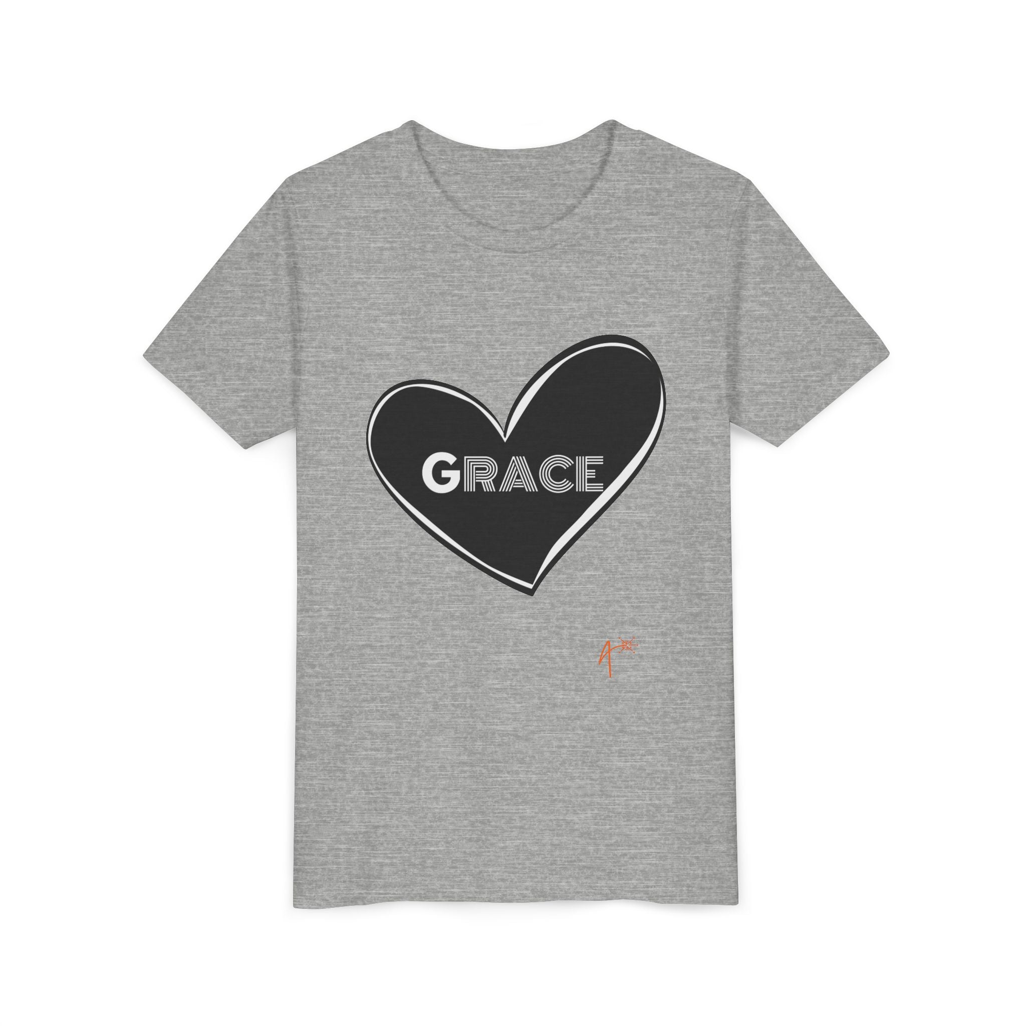 Youth Tee — Black Heart "Grace" Graphic Kids Shirt