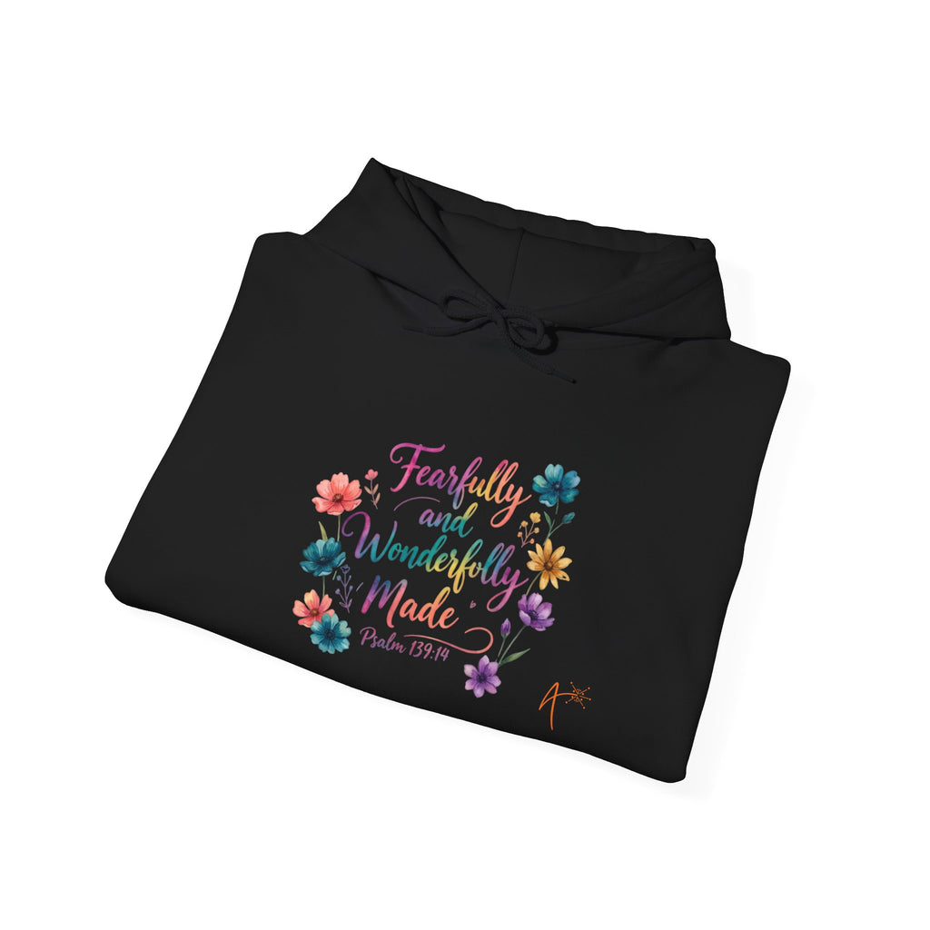 Hoodie — "Fearfully and Wonderfully Made" Floral Christian Hoodie