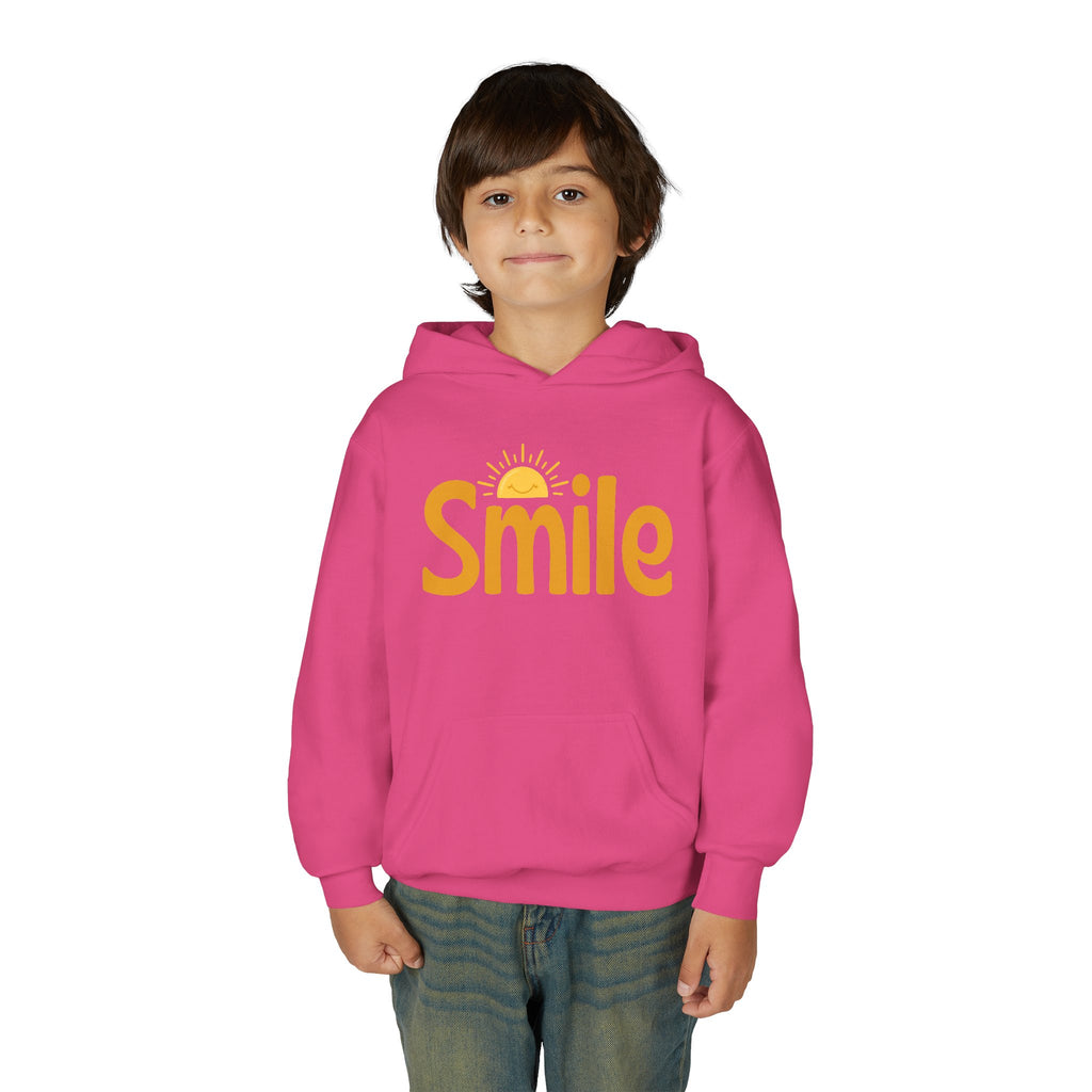 Youth Hoodie — "Smile" Retro Sun Graphic Kids Sweatshirt