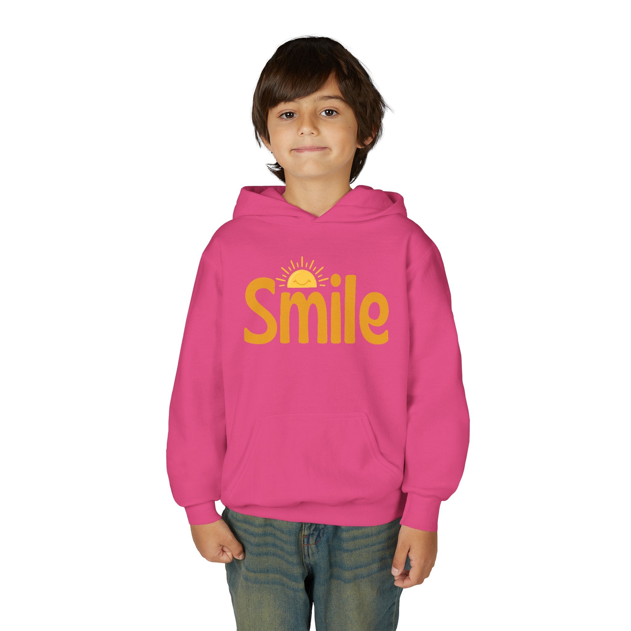 Youth Hoodie — "Smile" Retro Sun Graphic Kids Sweatshirt
