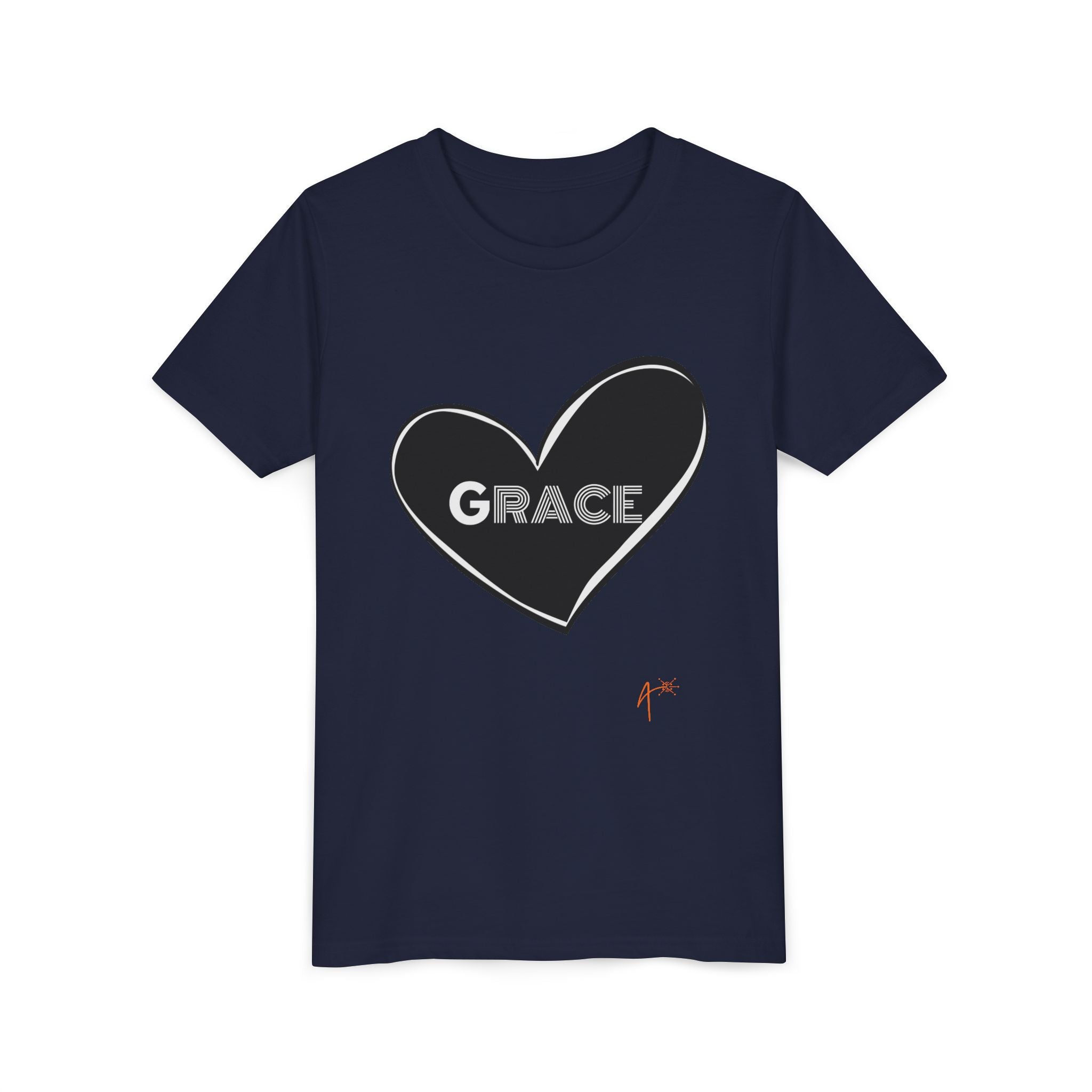 Youth Tee — Black Heart "Grace" Graphic Kids Shirt