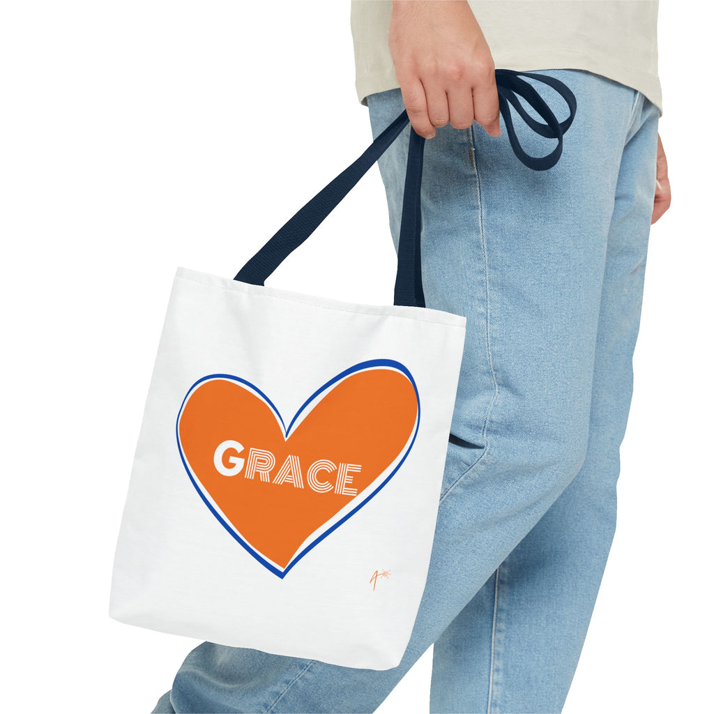 Grace Heart Tote Bag — Orange Heart Design