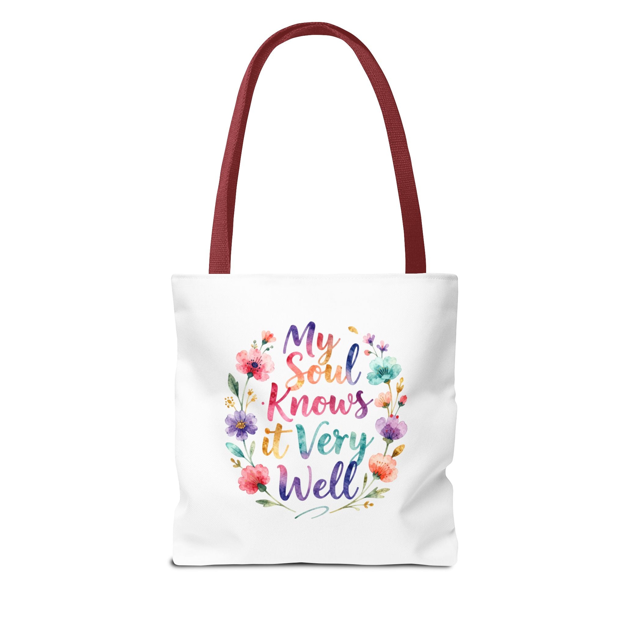 Floral Faith Tote Bag — "Fearfully and Wonderfully Made" / "My Soul Knows It Very Well" Inspirational Canvas Tote