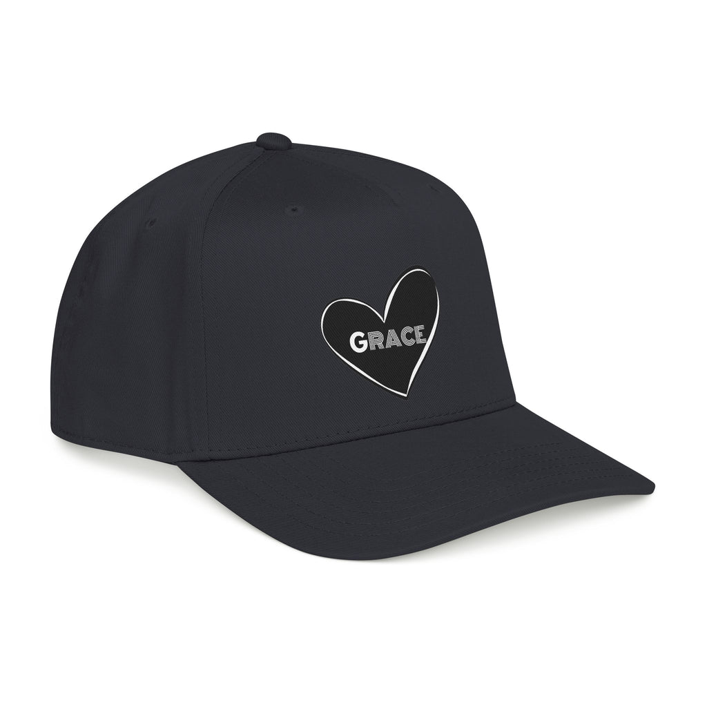 Grace Heart Baseball Cap — Embroidered Black Heart with "Grace"