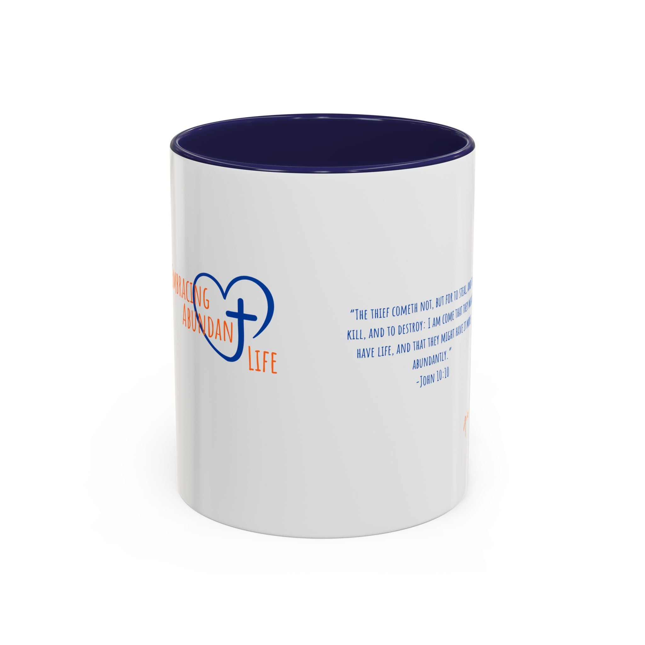 Christian Faith Coffee Mug — 'Embracing Abundant Life' Accent 11/15oz Inspirational Scripture Gift